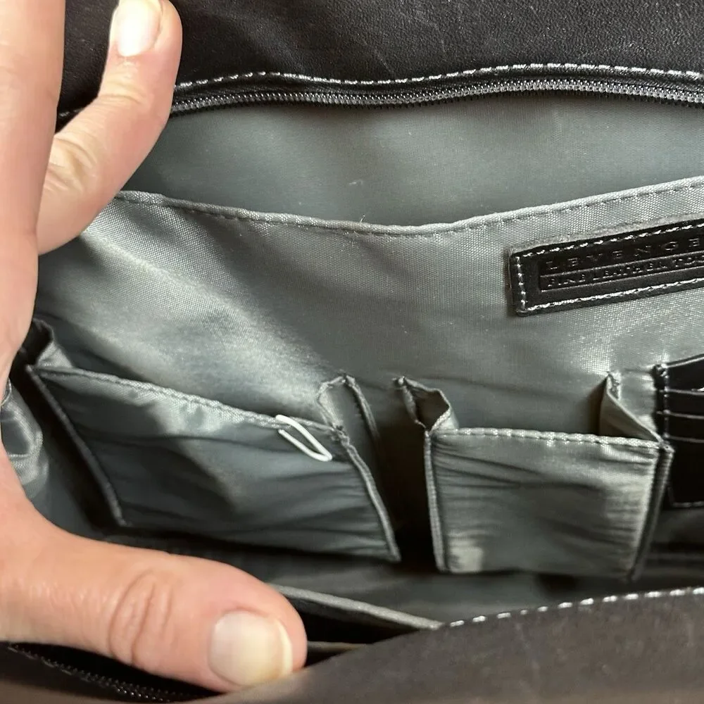 Lavender Briefcase Shoulder Work Hobo Satchel‎ Tote Bag Black Leather